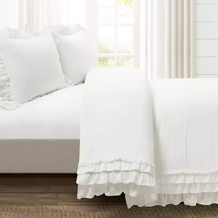 White Ella Ruffle 3-pc. King Duvet Set