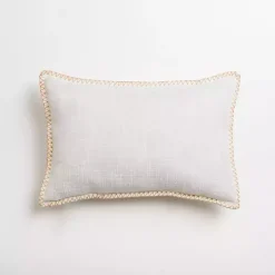 White Embroidered Joy Christmas Pillow