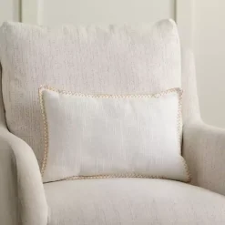 White Embroidered Joy Christmas Pillow