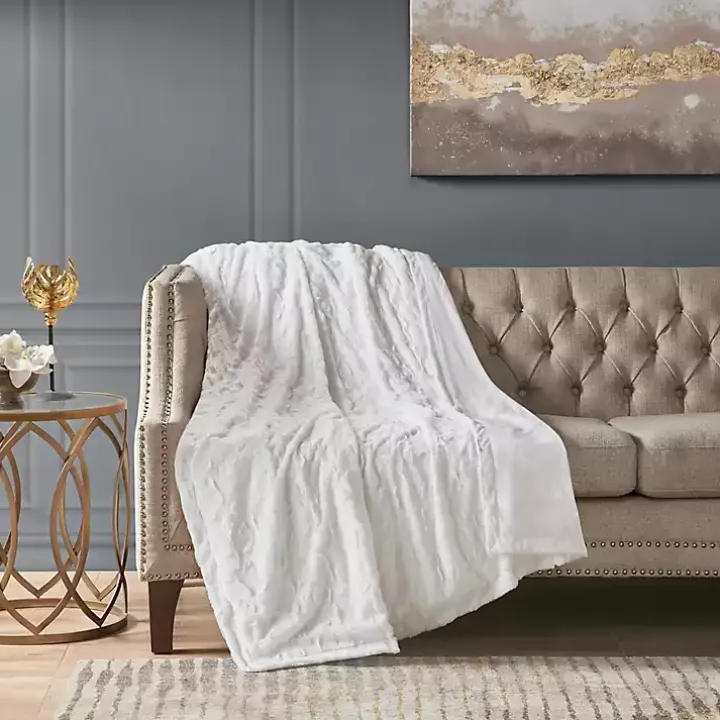 White Faux Fur Oversized Throw