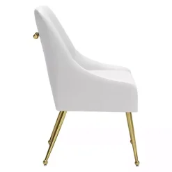 White Faux Leather Gold Maxine Dining Chair