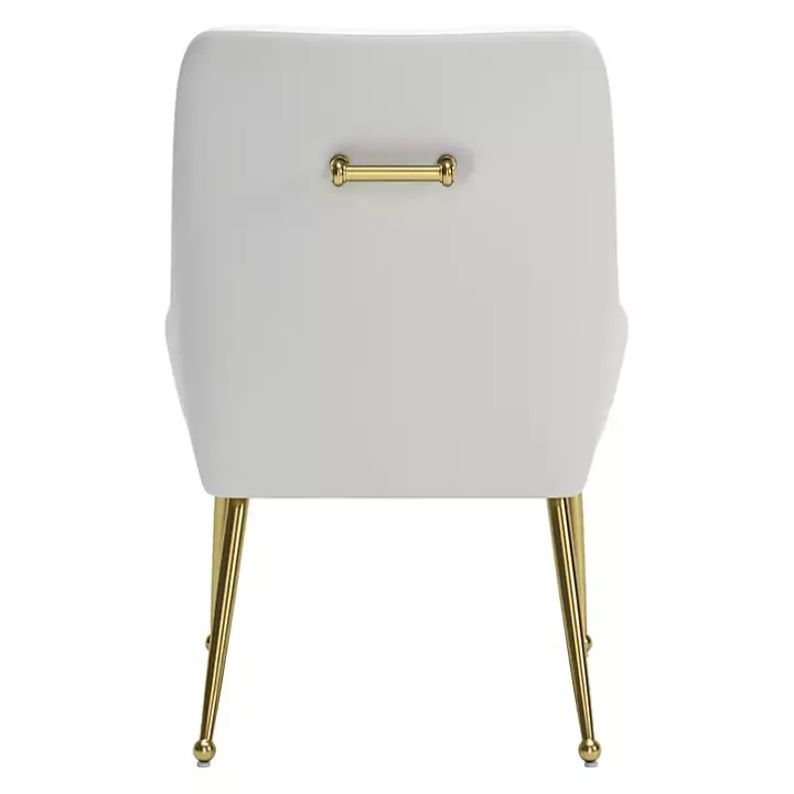 White Faux Leather Gold Maxine Dining Chair