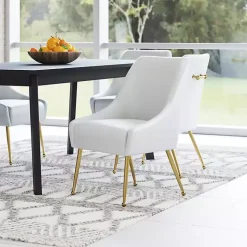 White Faux Leather Gold Maxine Dining Chair