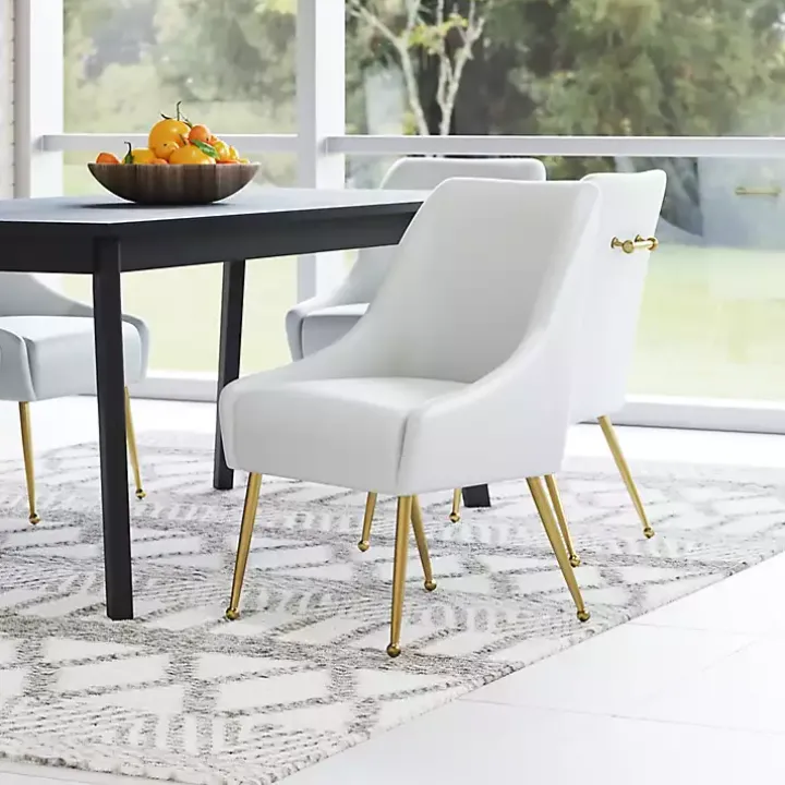 White Faux Leather Gold Maxine Dining Chair