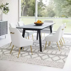 White Faux Leather Gold Maxine Dining Chair