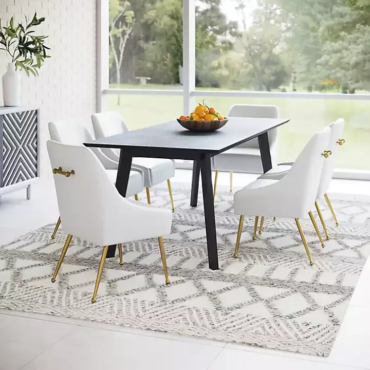White Faux Leather Gold Maxine Dining Chair