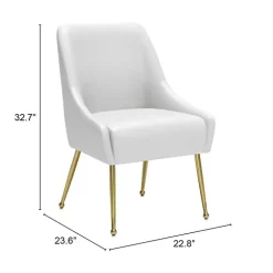 White Faux Leather Gold Maxine Dining Chair