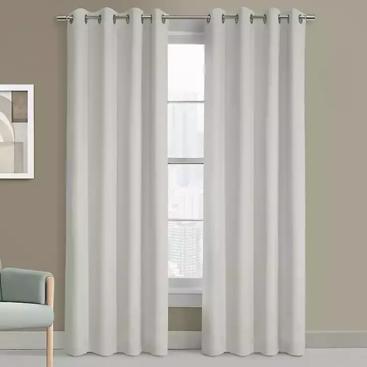 White Faux Suede Blackout Curtain Panel, 95 in.