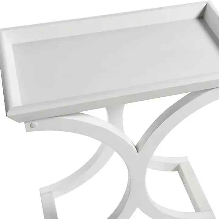 White Fir Wood Curved Tray C-Table