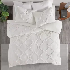 White Geometric California King 3-pc Comforter Set