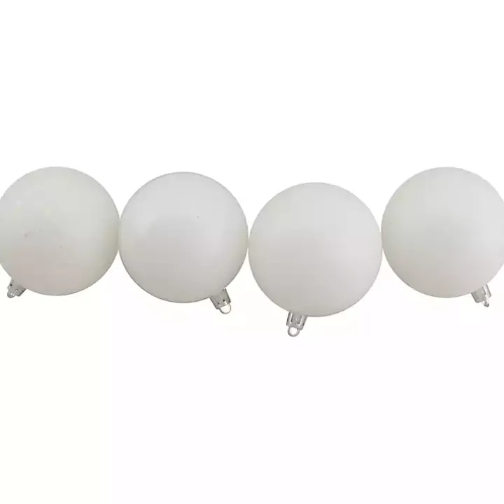 White Glitter Shatterproof Ornaments, Set of 60