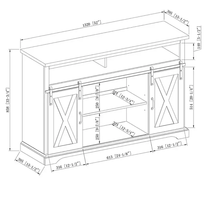 White Highboy Sliding Barn Door Media Cabinet