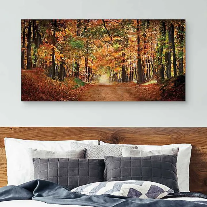 White Horse In Autumn Canvas Art Print