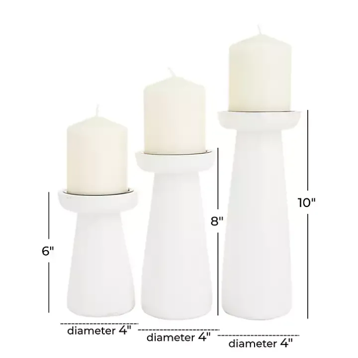 White Mango Wood 3-pc. Pillar Candle Holder Set