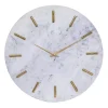 White Marble and Gold Accent Wall Clock, 20 in.