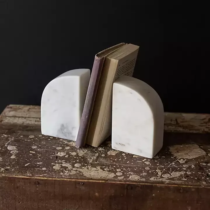 White Marble Arch Bookends, Set of 2