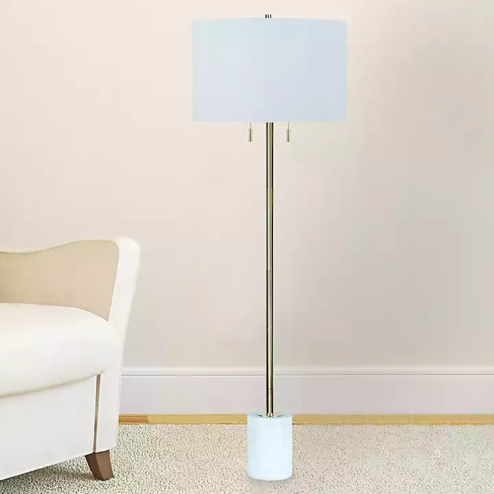 White Marble Column Floor Lamp