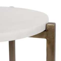 White Marble Gold Accent Table