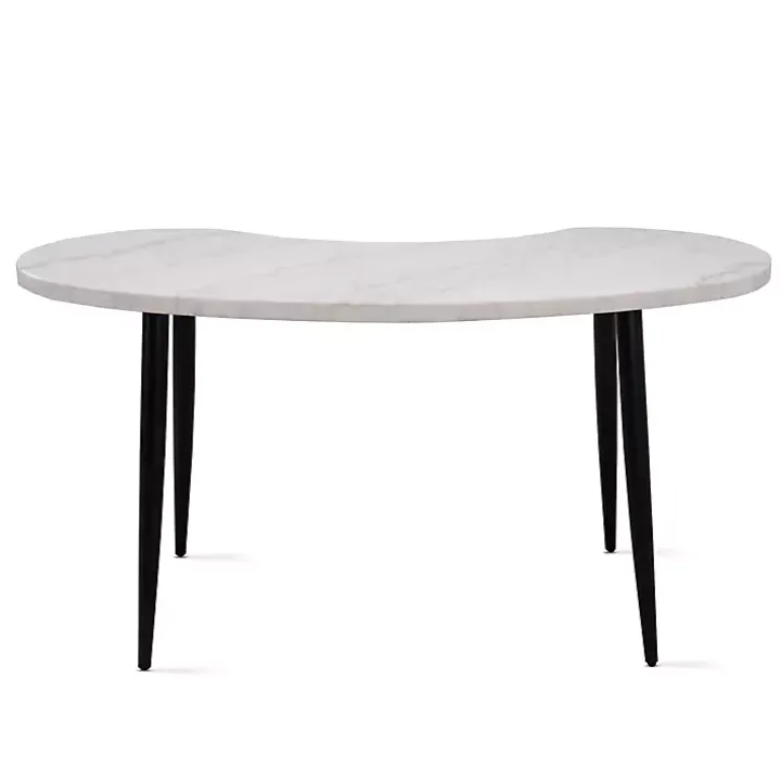 White Marble Kidney Shaped Desk
