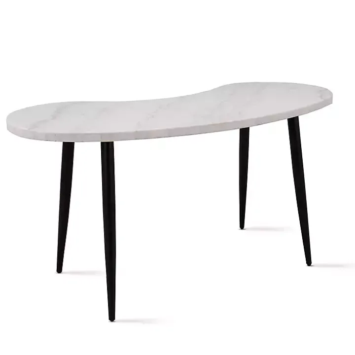White Marble Kidney Shaped Desk