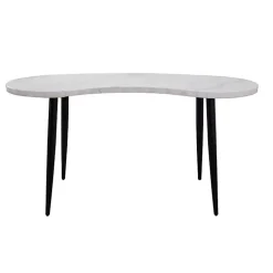 White Marble Kidney Shaped Desk