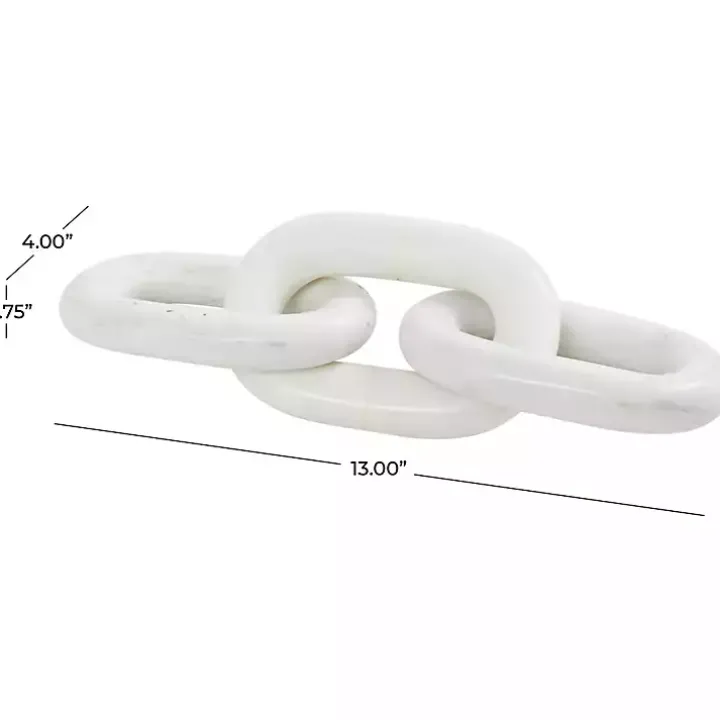 White Marble 3-Link Chain Sculpture