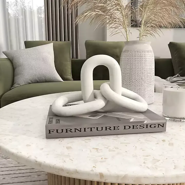 White Marble 3-Link Chain Sculpture