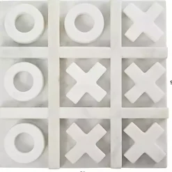 White Marble Tic Tac Toe Game Set