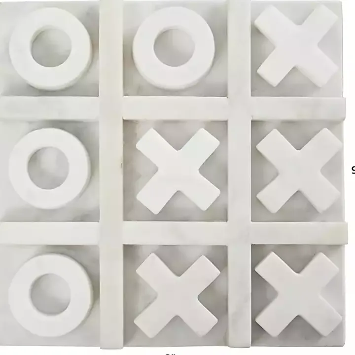 White Marble Tic Tac Toe Game Set