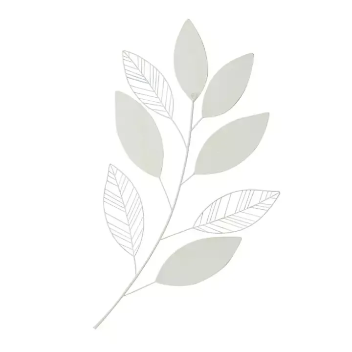 White Metal and Reed Leaf Wall Plaque