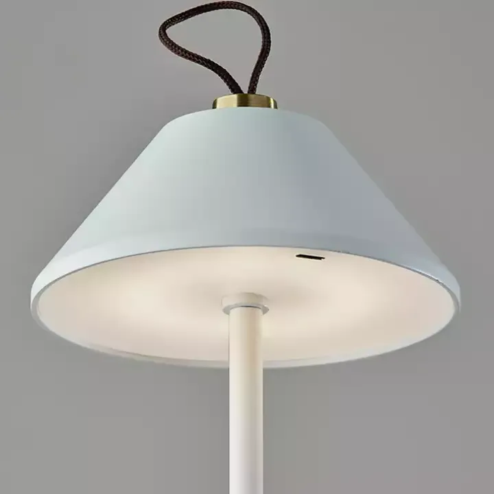 White Metal Frosted Light Cordless Table Lamp