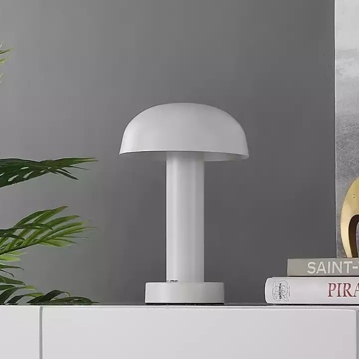 White Metal LED Cordless Touch Lamp, 10 in.