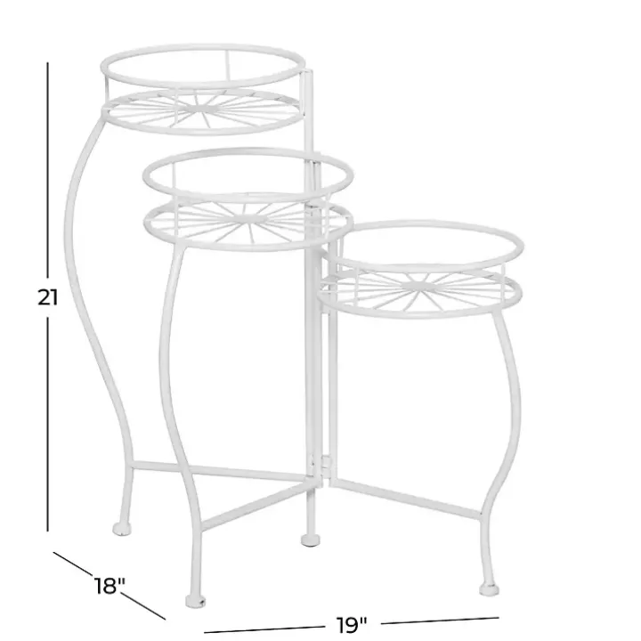 White Metal Starburst 3-Tier Plant Stand