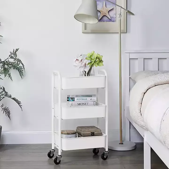 White Metal 3-Tier Organizer Storage Cart