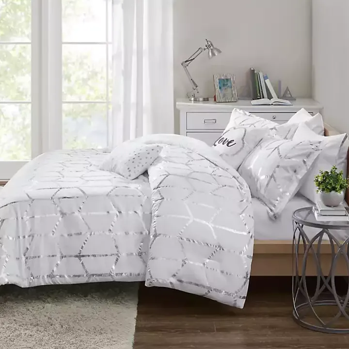 White Metallic 5-pc. California King Comforter Set