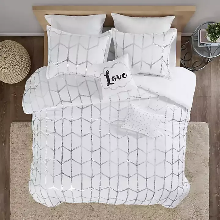 White Metallic 5-pc. Full/Queen Comforter Set