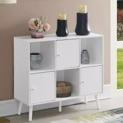 White Mid-Century Modern Cubby Cabinet
