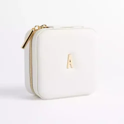 White Monogram A Travel Jewelry Box
