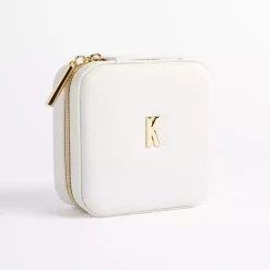 White Monogram K Travel Jewelry Box