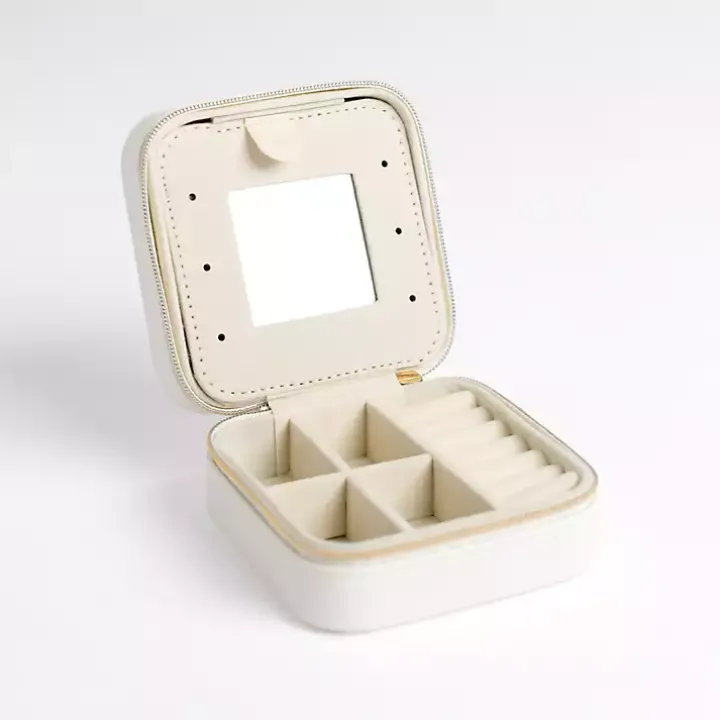 White Monogram T Travel Jewelry Box