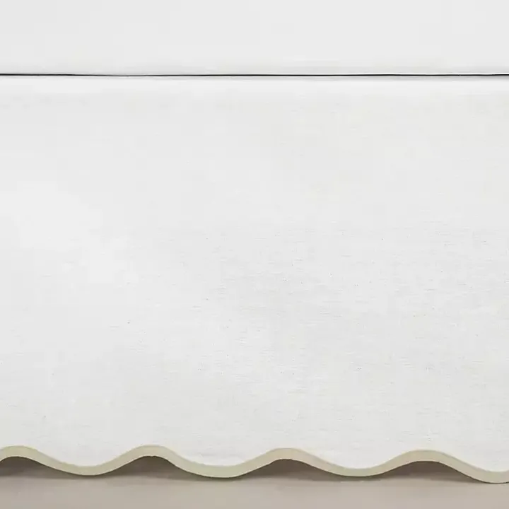 White Neutral Scalloped Coastal King Bed Skirt