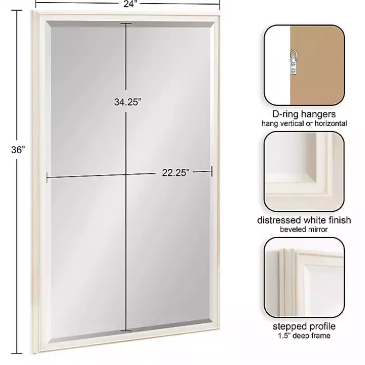 White Oakhurst Rectangle Wall Mirror, 36 in.