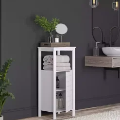 White Open Shelf Cabinet