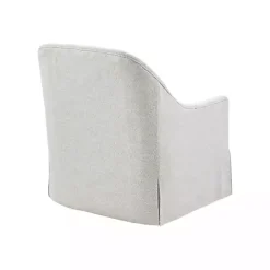 White Patterned Upholstered Swivel Glider Chair