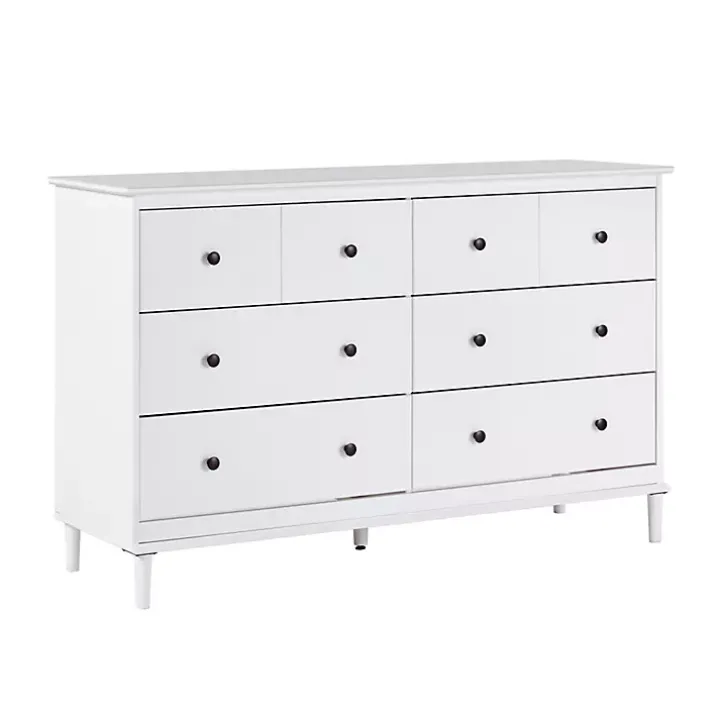 White Pine 6-Drawer Modern Dresser