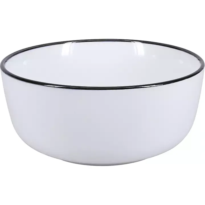 White Porcelain Black Trim 16-pc. Dinnerware Set