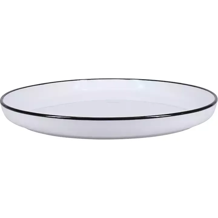 White Porcelain Black Trim 16-pc. Dinnerware Set