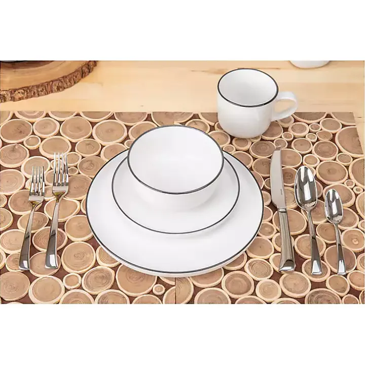 White Porcelain Black Trim 16-pc. Dinnerware Set