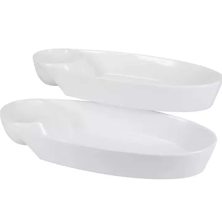 White Porcelain Chip & Dip Bowls, Set of 2