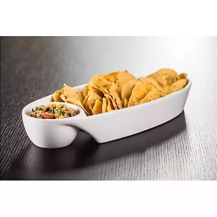 White Porcelain Chip & Dip Bowls, Set of 2